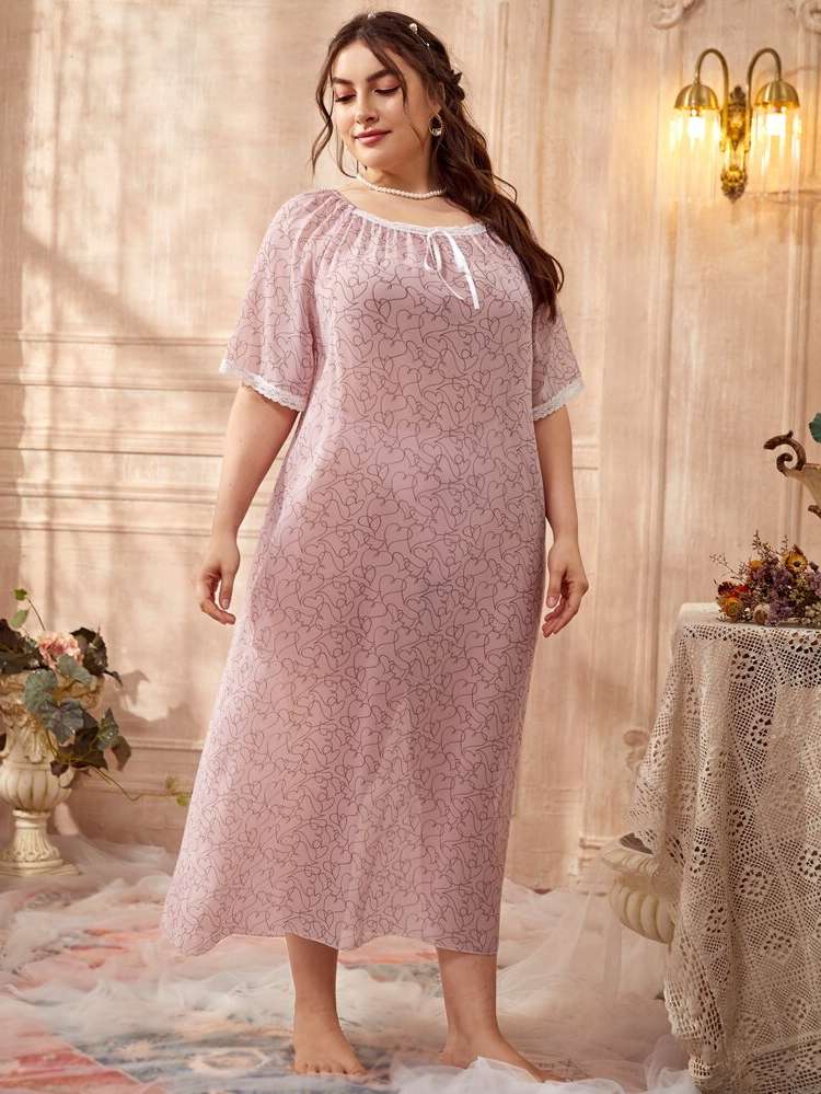 Scoop Neck Heart Dusty Pink Underwear  Sleepwear 8645