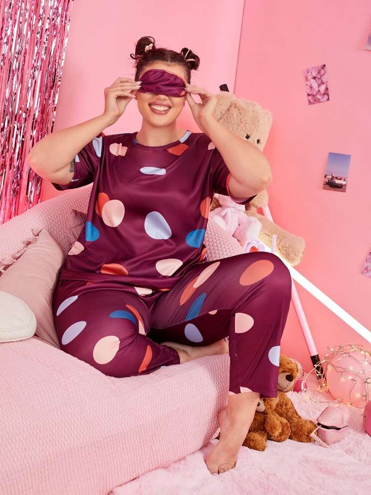 Cute Short Sleeve Round Neck Plus Size Pajama Sets 8477