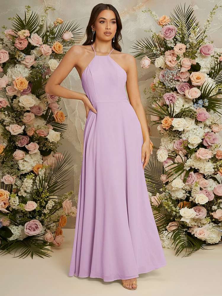 Romantic Regular Fit Halter Sleeveless Wedding  Special 7216