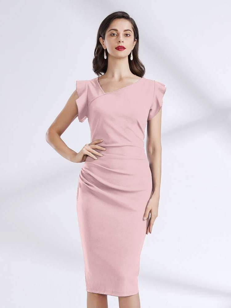  Elegant Cap Sleeve Regular Fit Women Dresses 4994