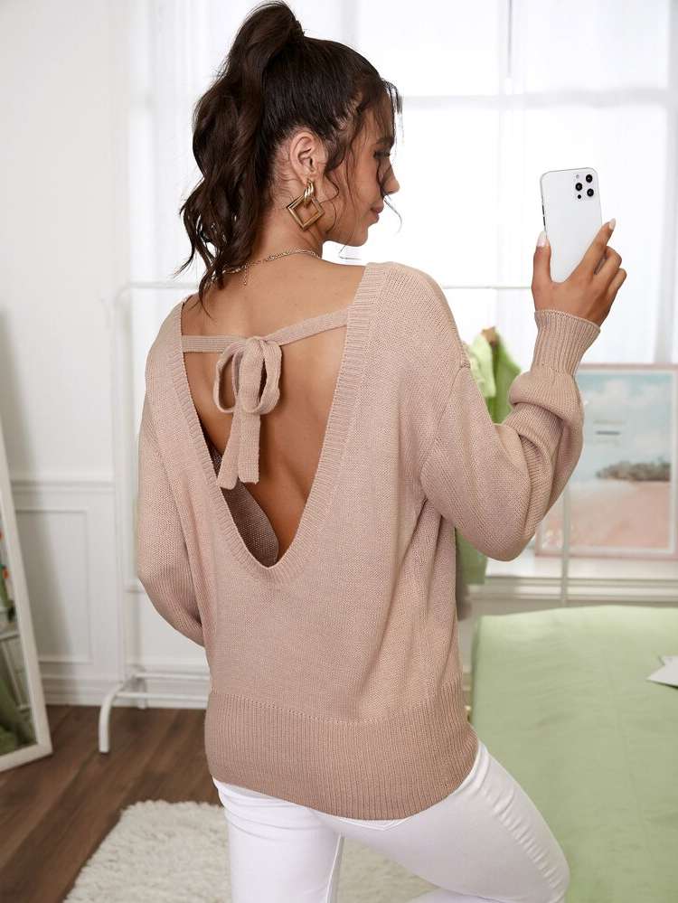  Plain Regular Long Sleeve Women Sweaters 255