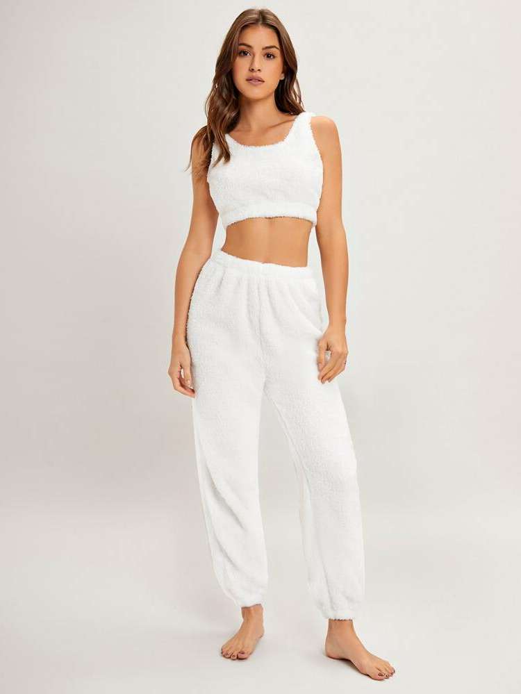 Sleeveless Scoop Neck Plain Underwear  Sleepwear 9190