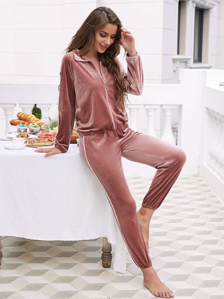  Collar Casual Women Sleep  Lounge 5349