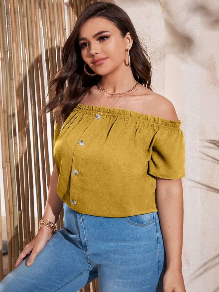 Off the Shoulder Long Boho Plus Size Tops 331