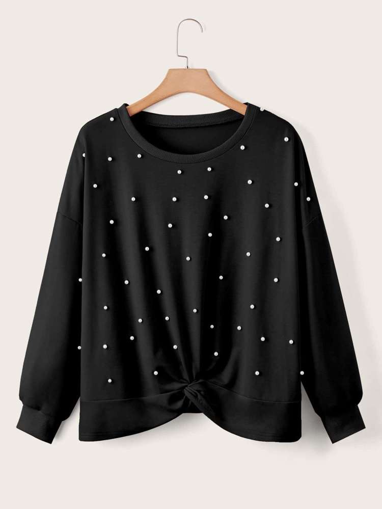  Regular Beaded Long Sleeve Women Plus Clothing 1832