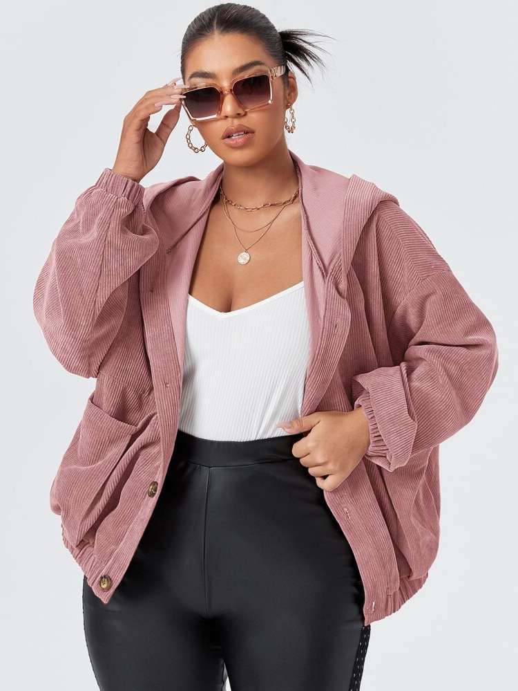 Oversized Casual Plain Plus Size Outerwears 784