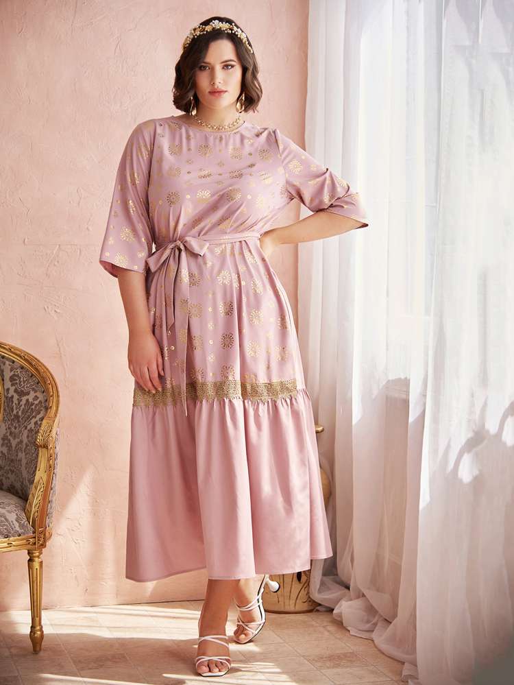  Long Dusty Pink Plus Size Dresses 518