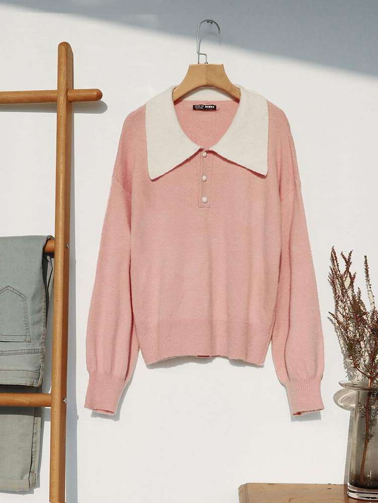  Long Sleeve Casual Collar Women Knitwear 6157