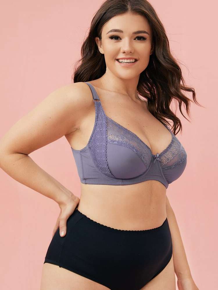  Dusty Purple Plain Plus Size Bras  Bralettes 1654