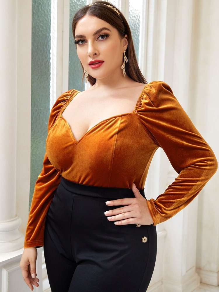  Long Sleeve Ginger Plus Size T-shirts 3238