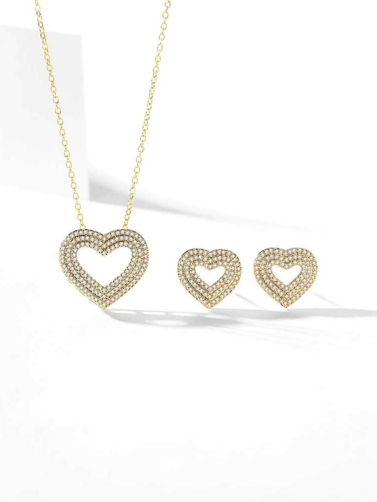 Gold Fashionable Heart Fine Jewelry Sets 9867