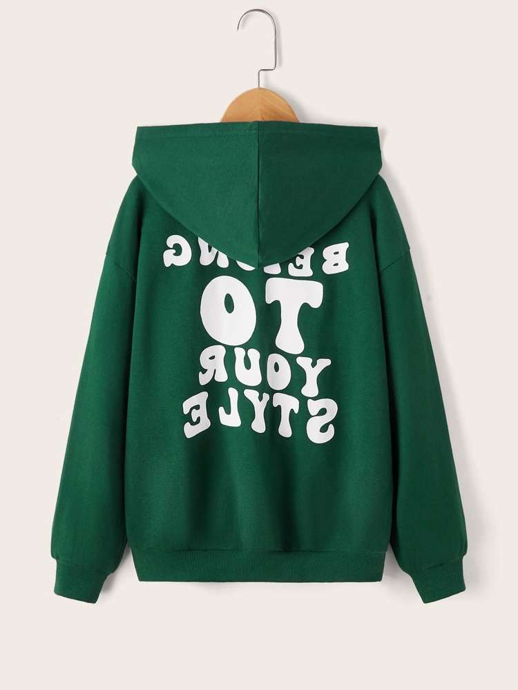 Hooded Slogan Regular Girls Sweatshirts 280