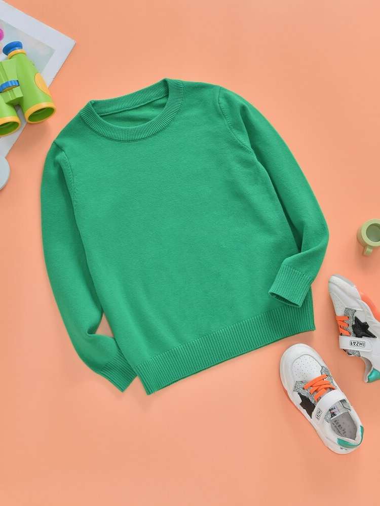 Plain Green Casual Kids Clothing 1338