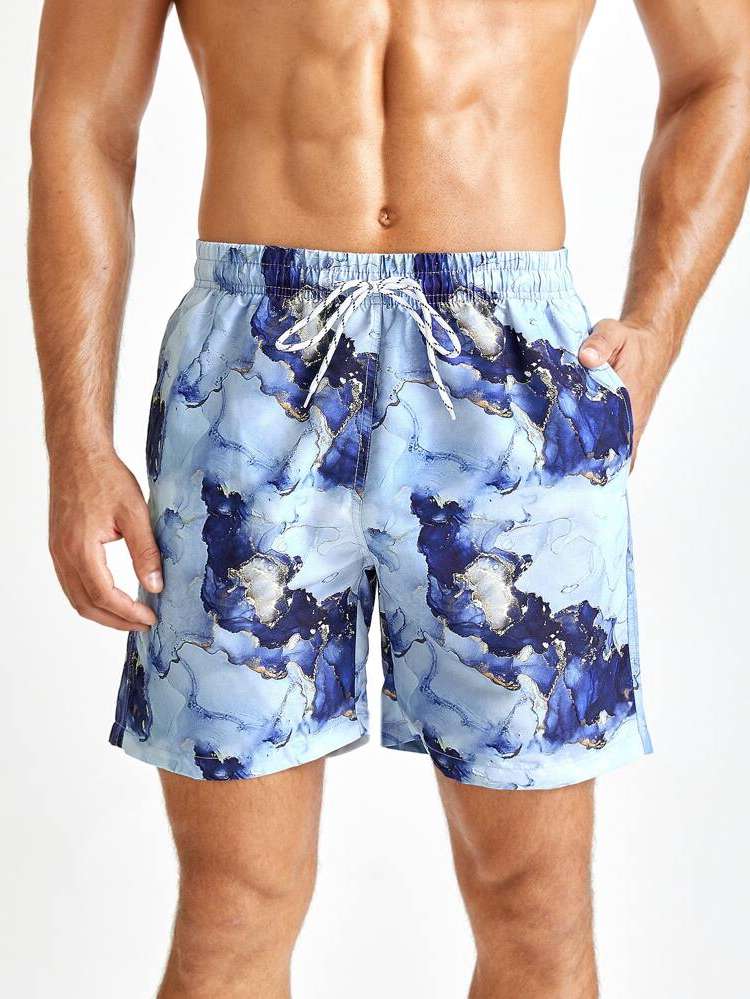 Drawstring Vacation Graphic Men Beach Shorts 9195