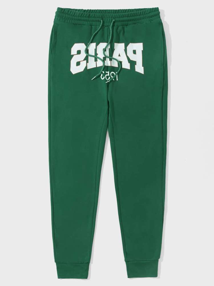  Regular Fit Letter Green Men Bottoms 547