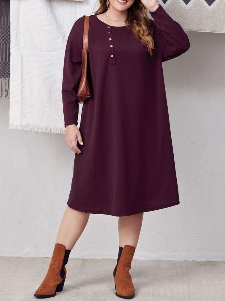  Midi Regular Fit Casual Plus Size Dresses 2869