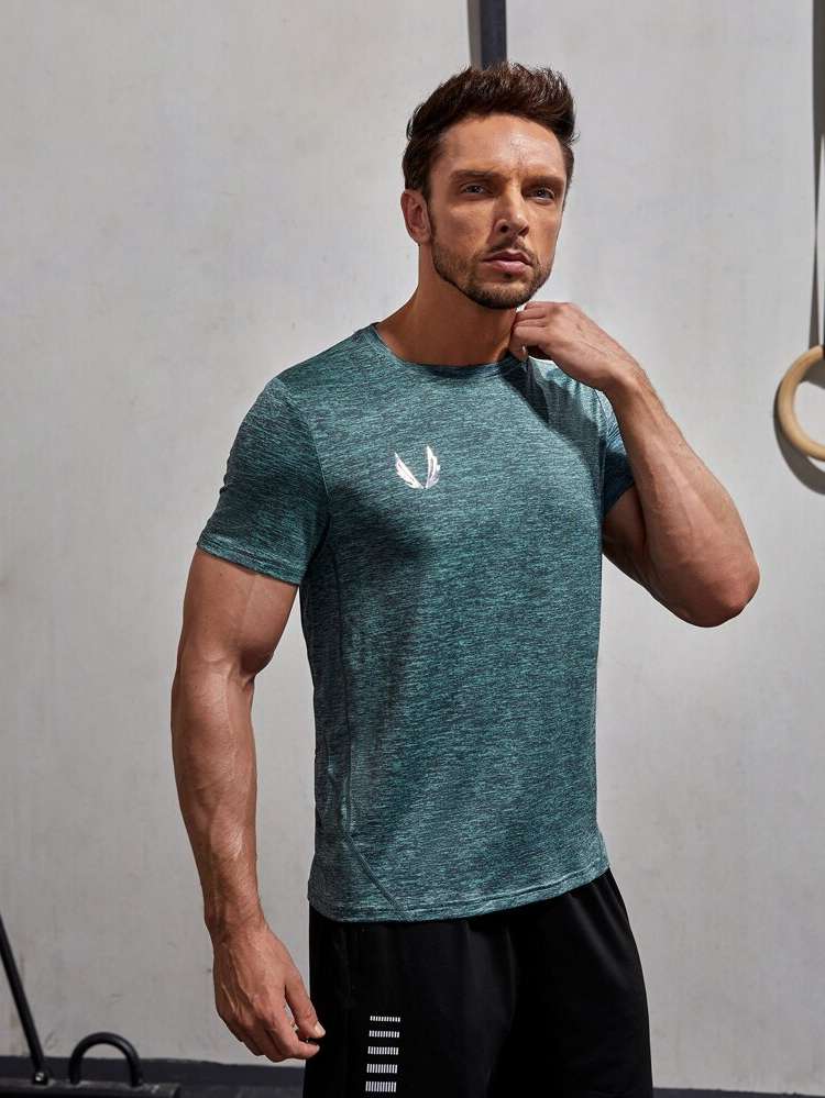 Green Round Neck Regular Fit Sports 3628