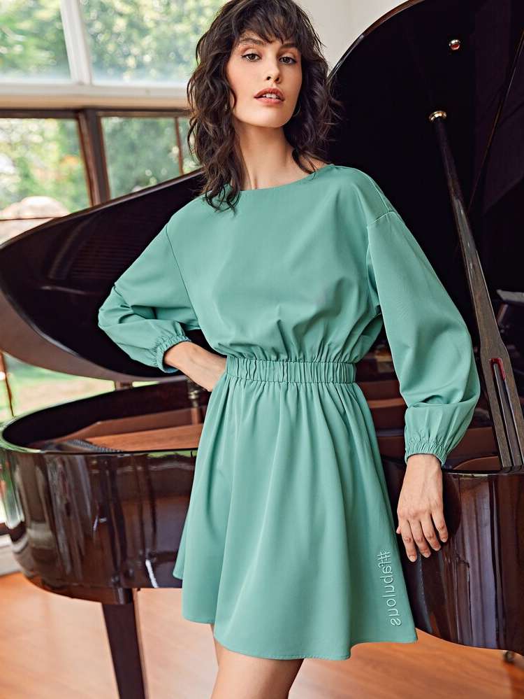  Long Sleeve Cut Out Round Neck Women Dresses 4321