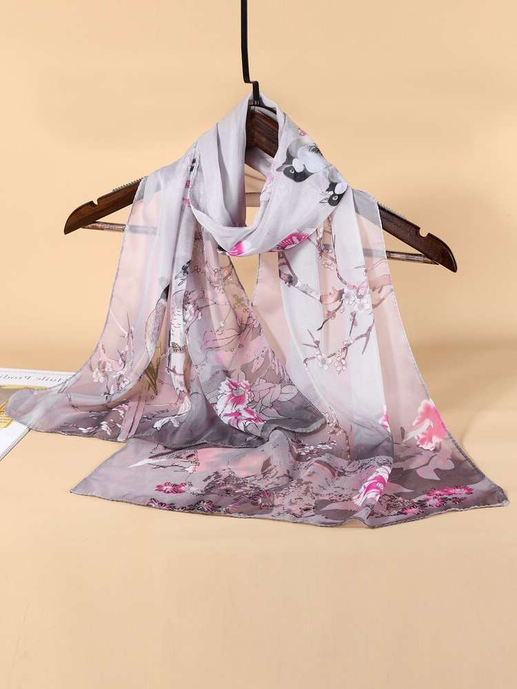  Floral Grey Scarves 7435