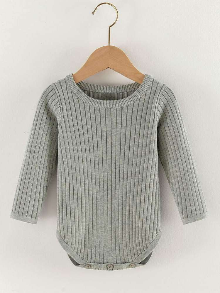 Long Sleeve Casual Round Neck Plain Baby Knitwear 710