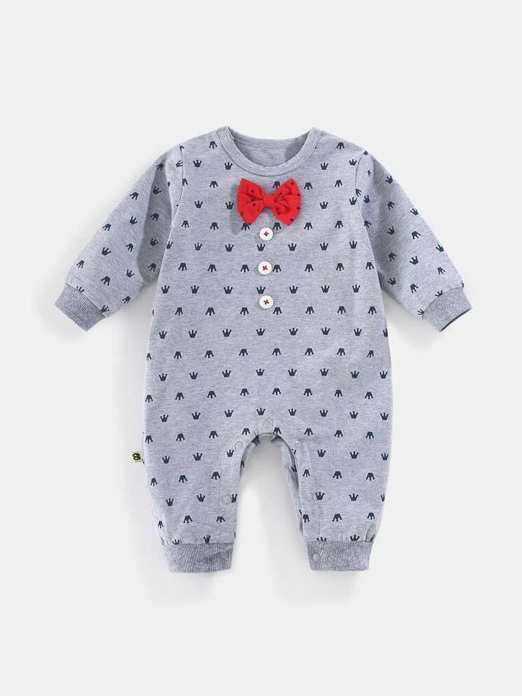 Bow Long Grey Baby Onesies 9725