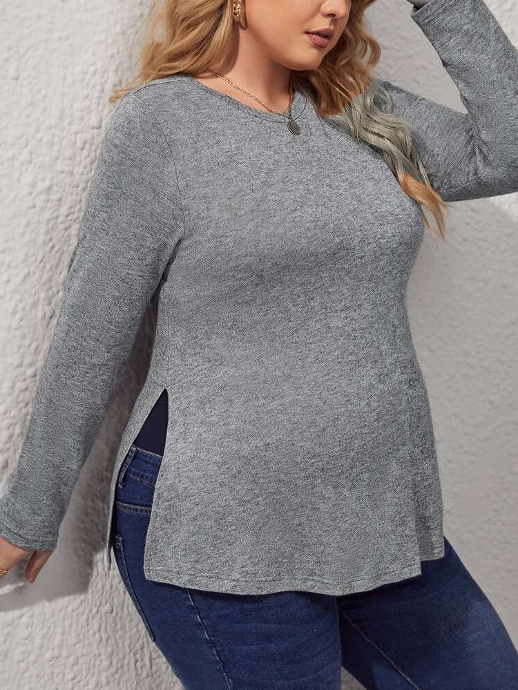  Split Grey Regular Fit Maternity Tops 6119