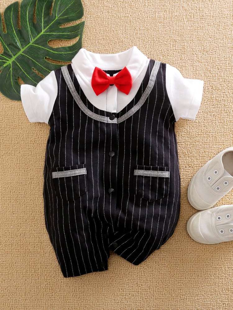  Striped Bow Baby Onesies 4224