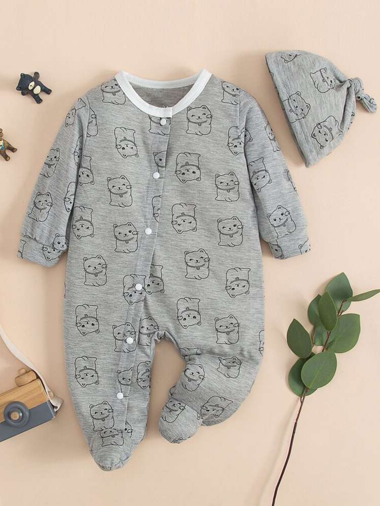 Contrast Binding Round Neck Baby Sleepwear 1375