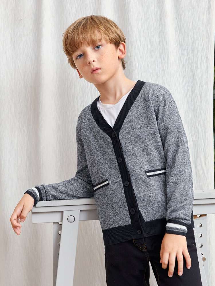 V neck Regular Fit Grey Kids Clothing 3651