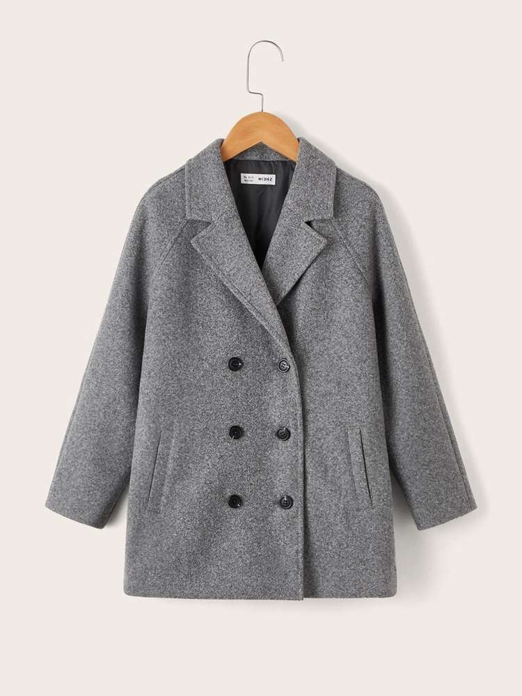  Long Sleeve Grey Plain Boys Overcoats 4544