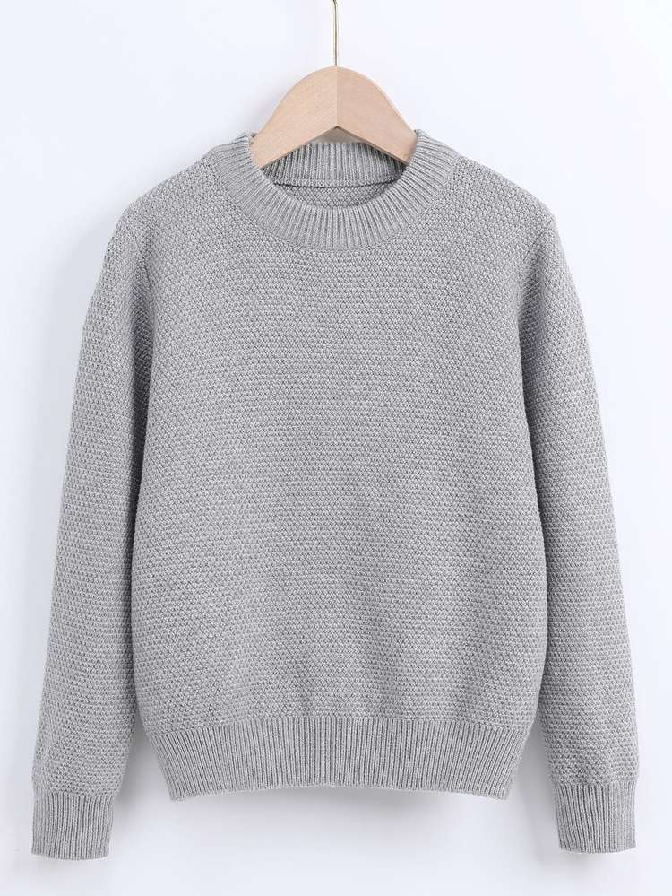  Round Neck Grey Regular Boys Sweaters 6392