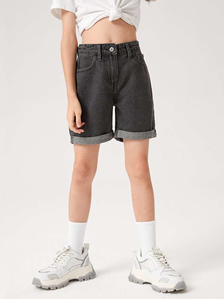  Regular Fit Button Girls Denim Shorts 1456