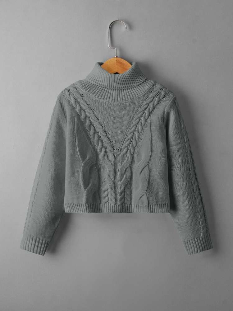  Plain Regular Fit Grey Girls Knitwear 5373