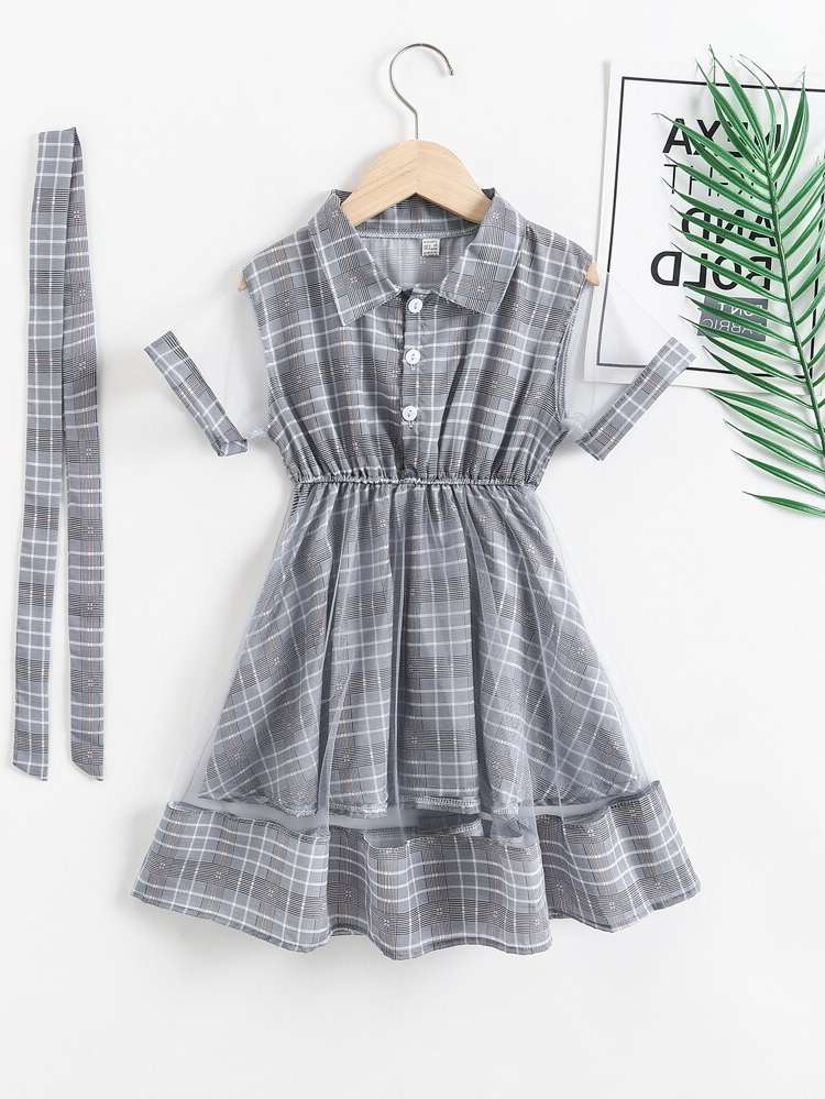  Short Sleeve Midi Preppy Girls Dresses 8440