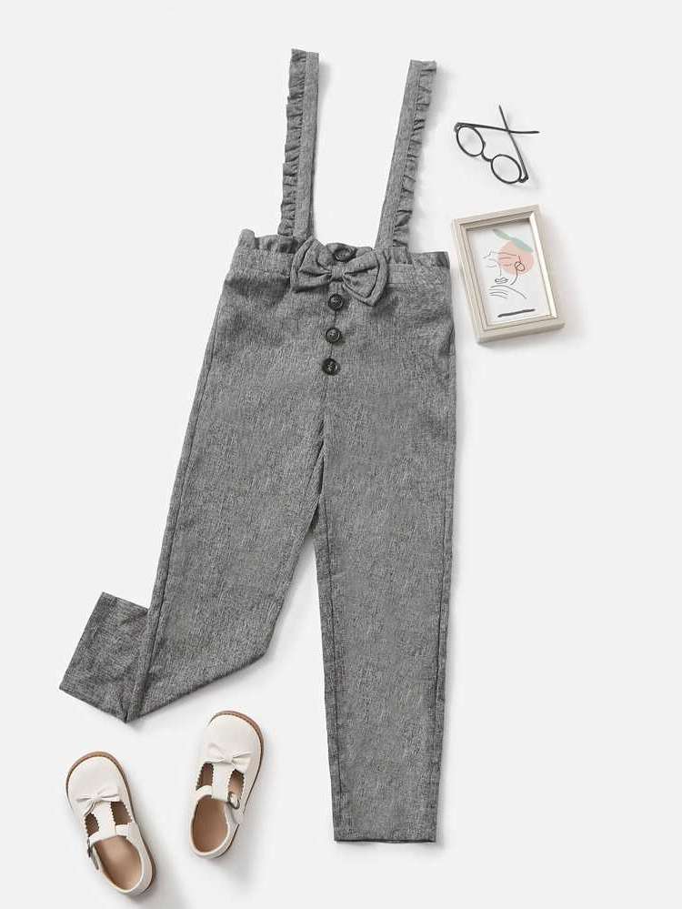 Grey Preppy Regular Fit Sleeveless Girls Jumpsuits 9477