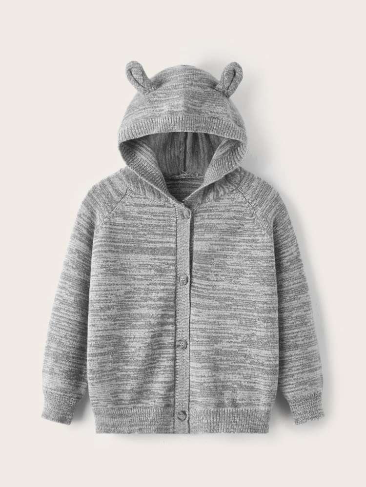 Regular Fit Regular Hooded Cute Toddler Boys Knitwear 1782