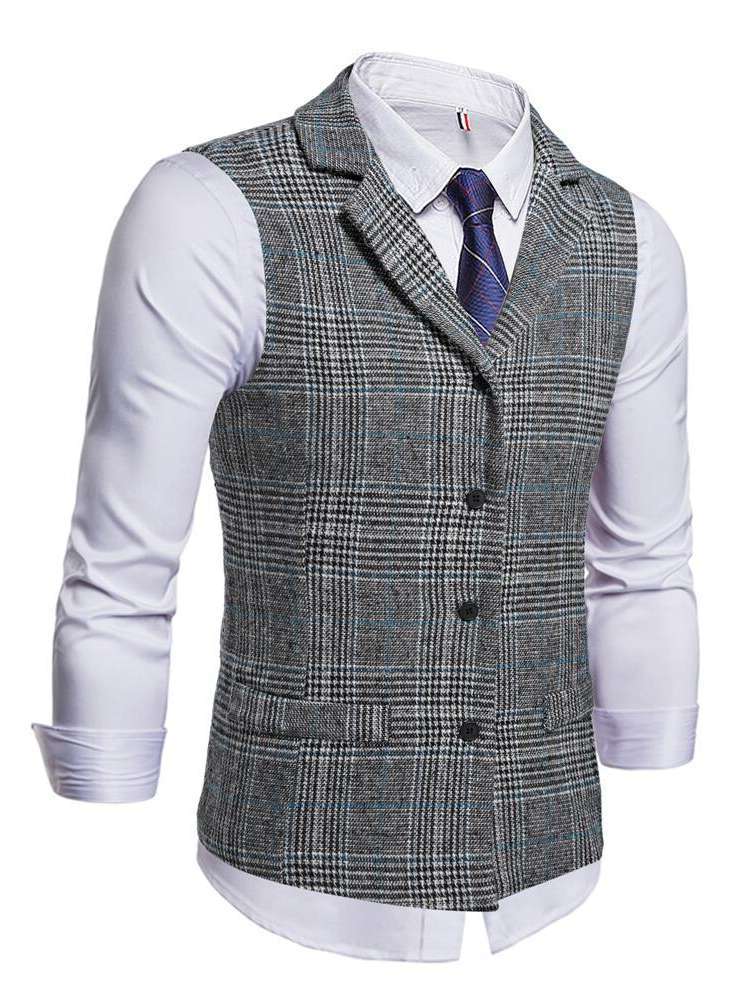 Regular Fit Sleeveless Lapel Regular Men Suits  Separates 4724