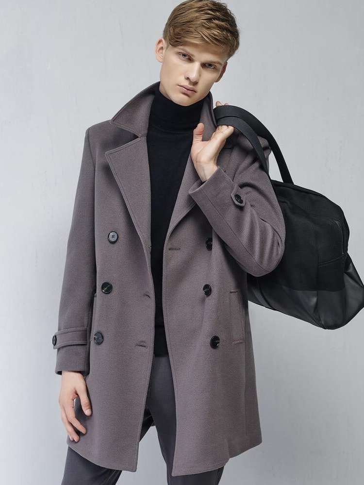  Work Pocket Grey Men Overcoats 3131