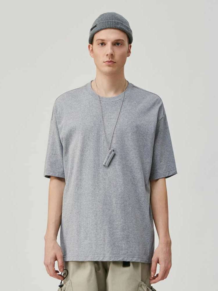  Grey Round Neck Regular Fit Men Tops 641