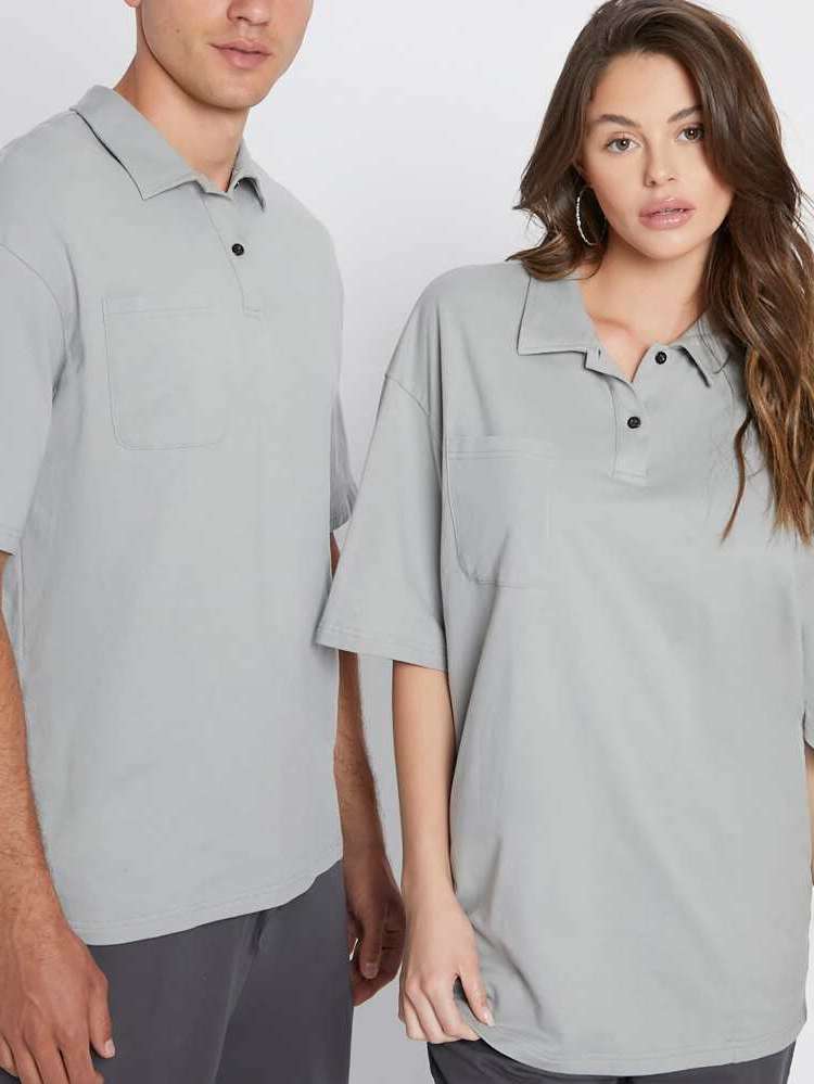 Street Regular Fit Grey Plain Men Polo Shirts 6806