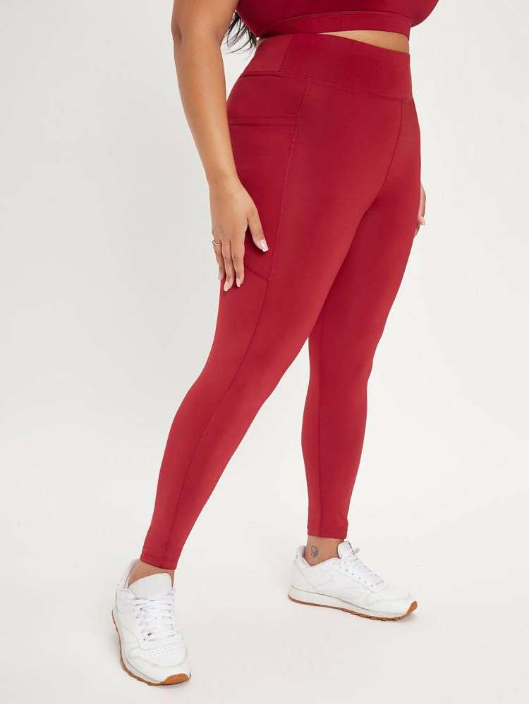  Grey Plain Plus Size Sports Leggings  Pants 8897