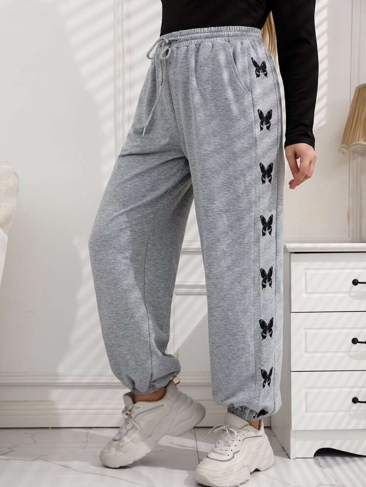  Grey Cropped Animal Plus Size Sweatpants 3298