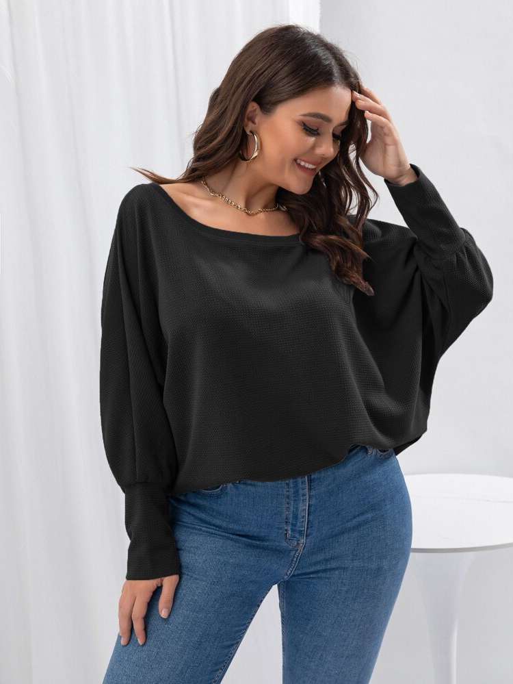 Plain Grey Oversized Plus Size Tops 8959