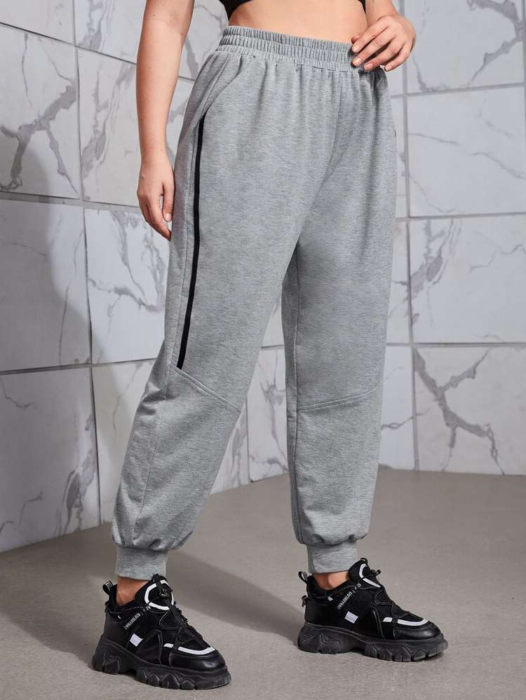 Grey Long Plus Size Sports Leggings  Pants 6298