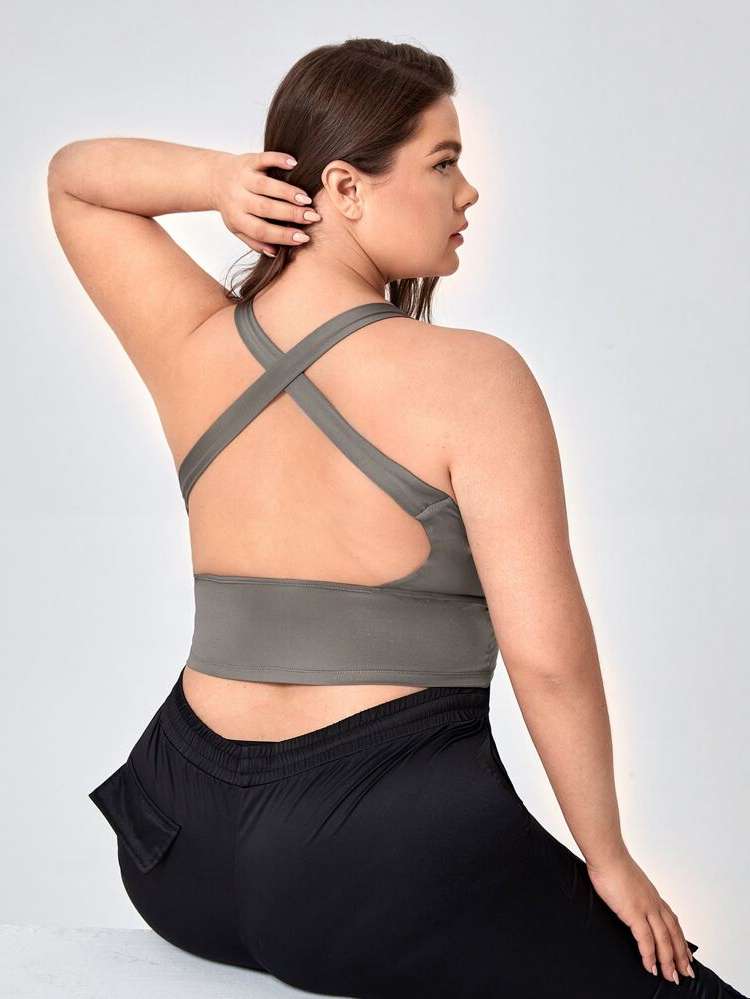 Criss Cross Grey Plus Size Sports Bras 178