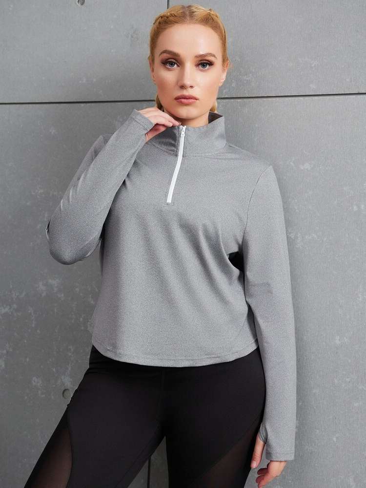 Stand Collar Plain Long Sleeve Sports 967