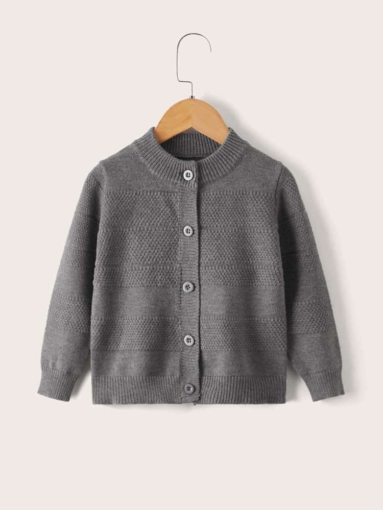 Round Neck Casual Grey Toddler Boy Cardigans 4715