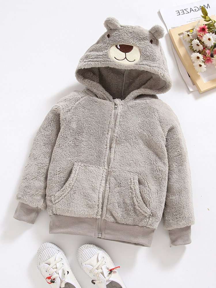 Hooded Cute Grey Cartoon Toddler Boys Clothing 9325