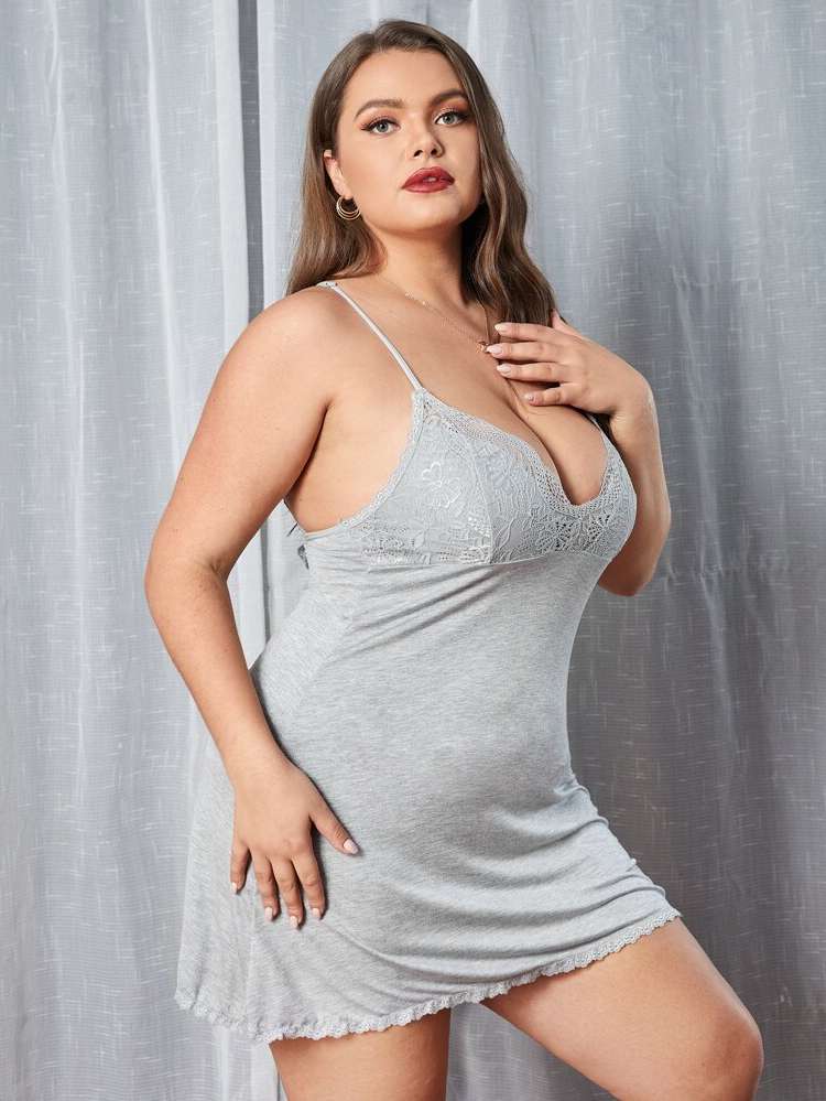 Grey Scallop  Plus Size Sexy Lingerie 914