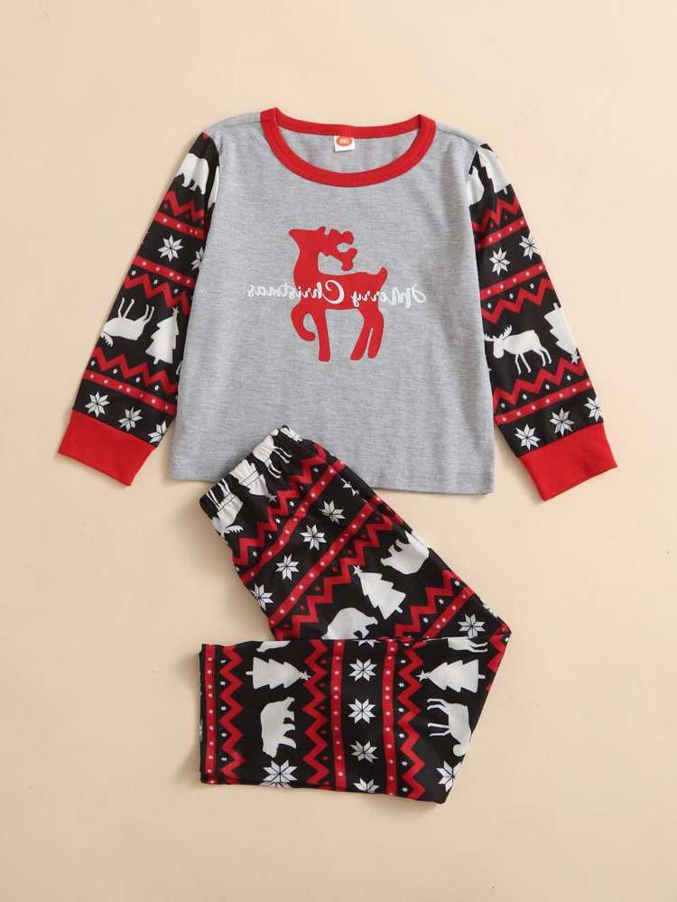  Long Sleeve Grey Christmas Kids Underwear  Sleepwear 3130